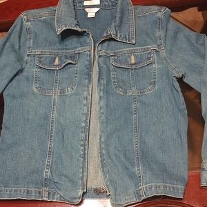 Christopher & Banks Blue Denim  zipper Jacket /pockets front up